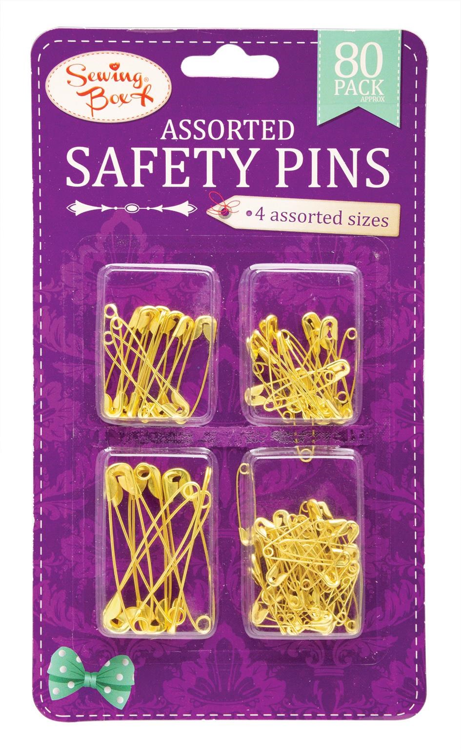 Sewing Box Safety Pins Assorted Sizes Gold