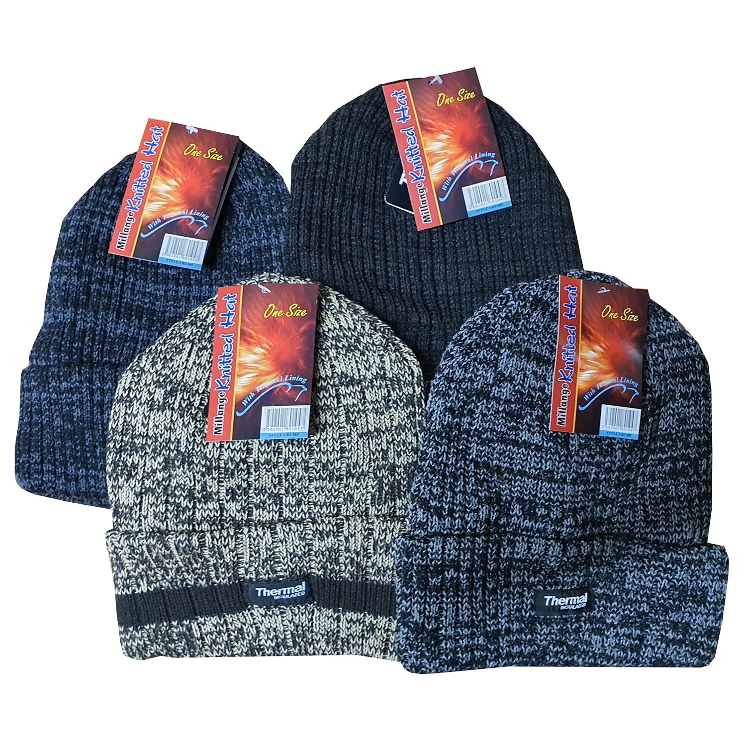 Mens Thermal Beanie Hat (Melange Colours) - One Size