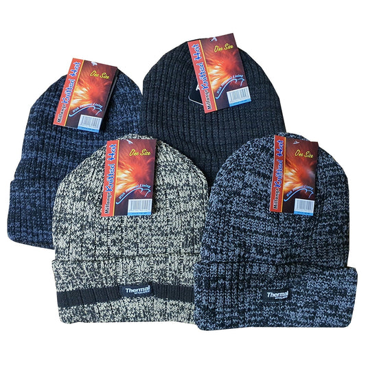 Mens Thermal Beanie Hat (Melange Colours) - One Size