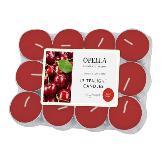 Opella Dark Cherry Scented Tealight Candles 12pk