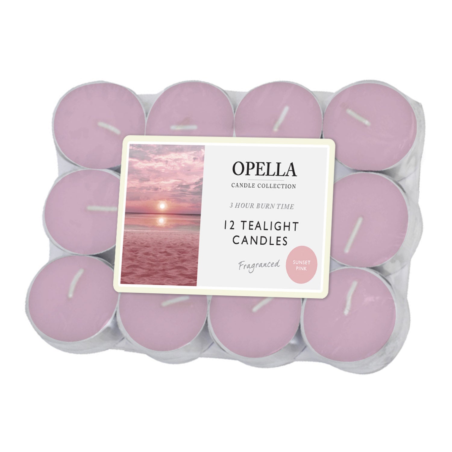 Opella Sunset Pink Scented Tealight Candles 12pk