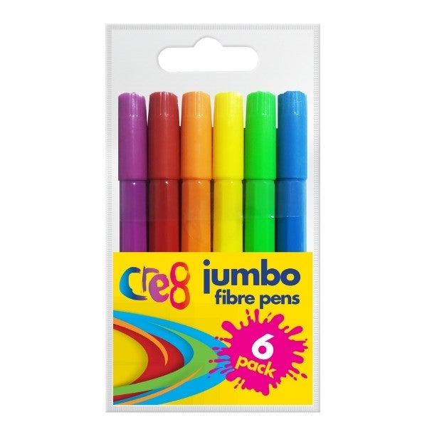 Cre8 Jumbo Fibre Pens 6pk