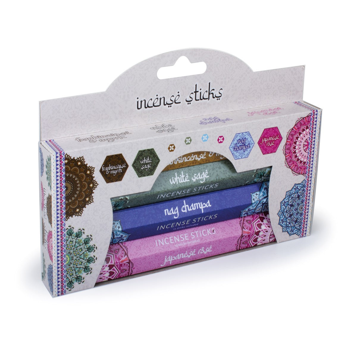 Pan Aroma Incense Sticks 4pk Nag Champa, Rose, Frankincense & Sage
