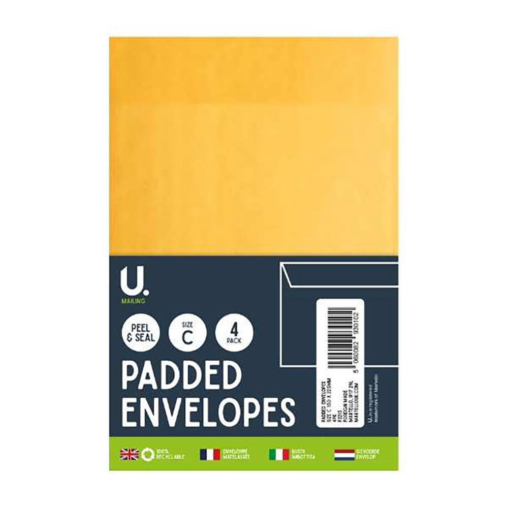 Padded Envelopes Size C 150x225mm, 4pk