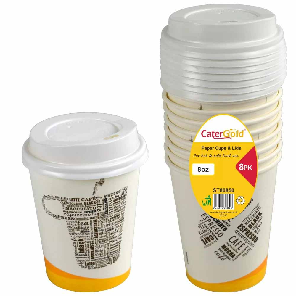 SW Paper Cup w/Lid 8oz 8pk
