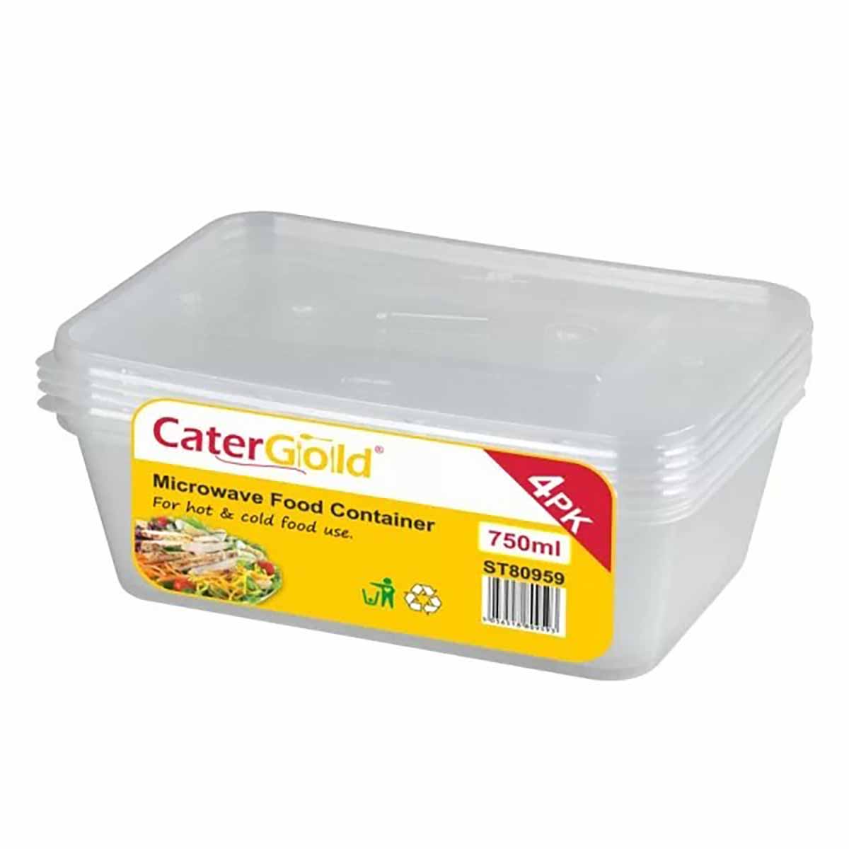 4pk 750CC Plastic Food Container