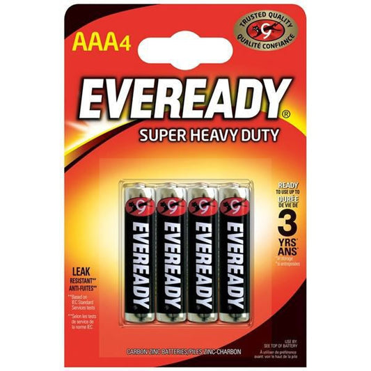 Eveready Super Heavy Duty AAA Batteries 4 Pack