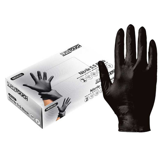 Supertouch Nitrile Black Disposable Gloves 100pk