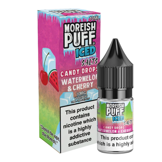 Moreish Puff Iced Watermelon & Cherry Candy Drops 10ml Nic Salt