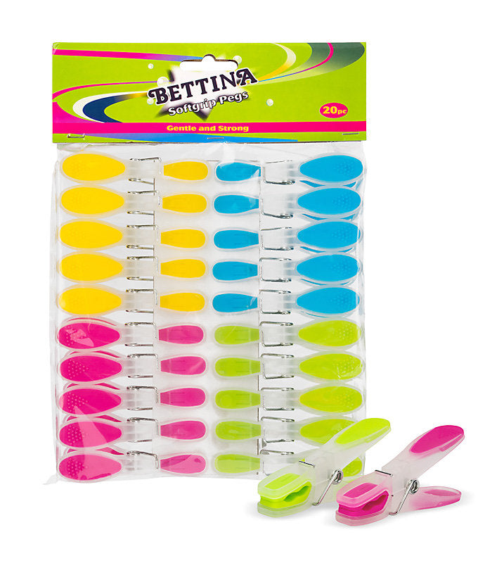 Bettina Soft Grip Plastic Washing Pegs 20pk