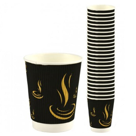 Ripple Paper Cups 8oz 25PK Black