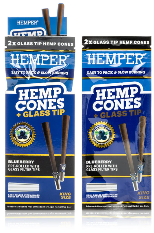 Hemper CONES KING Blueberry 2PK + Glass Tip