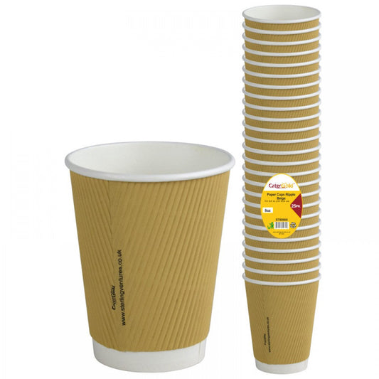 Ripple Paper Cups 8oz 25PK Beige