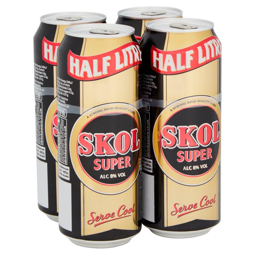 Skol Super Strong Lager Beer 500ml Cans