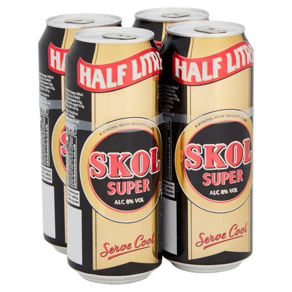 Skol Super Strong Lager Beer 500ml Cans