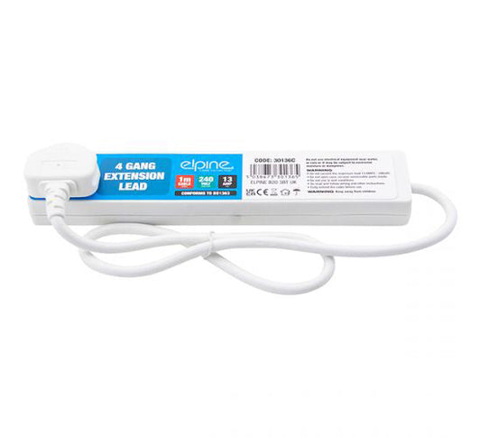 4 Way 1m Extension Lead Without Neon