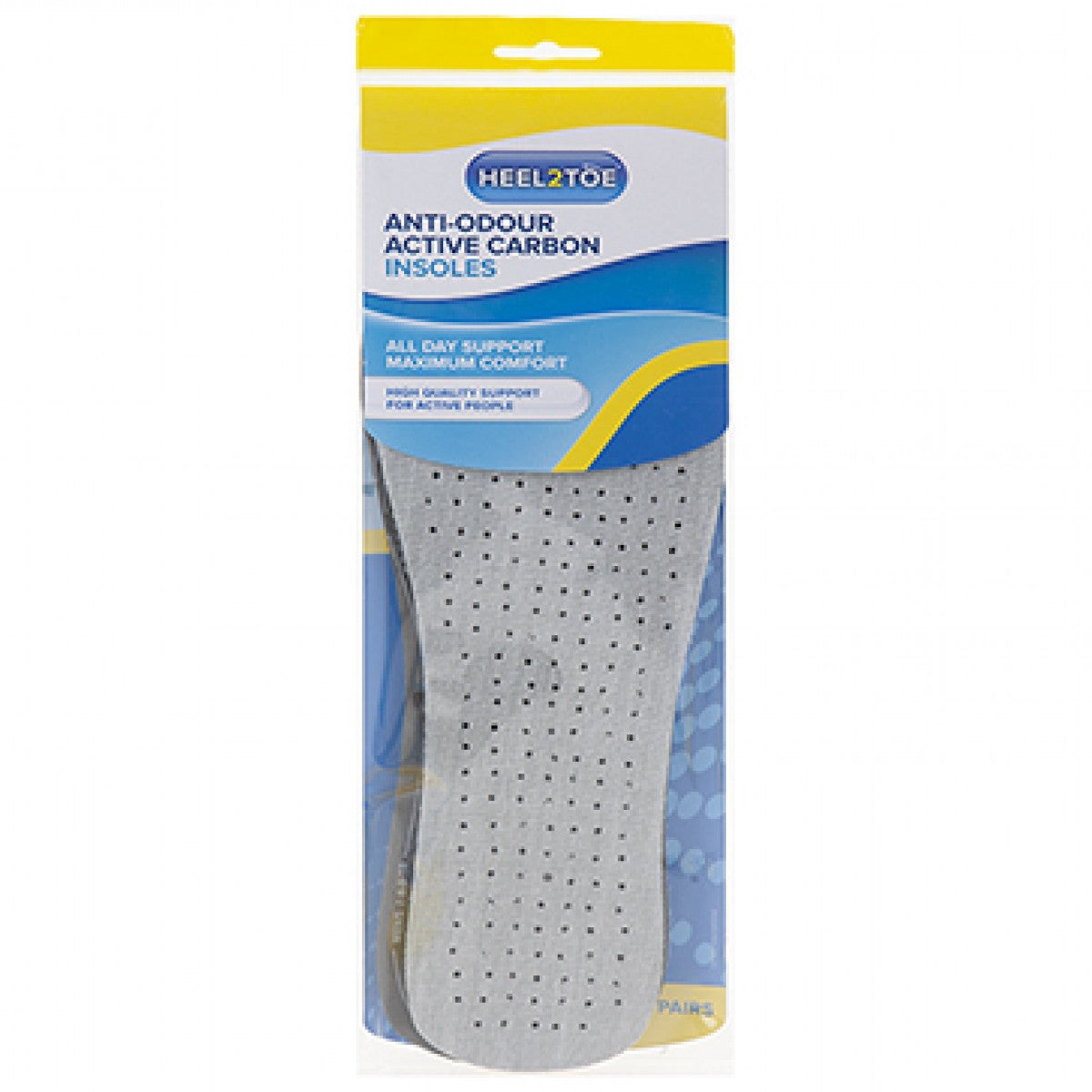 Heel2Toe Anti-Odour Active Carbon Insoles 2 Pairs