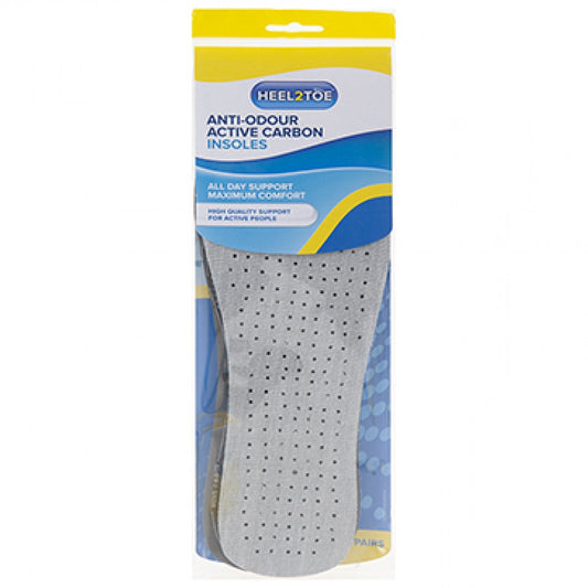 Heel2Toe Anti-Odour Active Carbon Insoles 2 Pairs