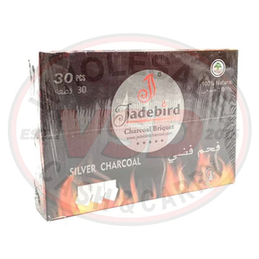 JadeBird Shisha Hookah Silver Charcoal (30 pieces)