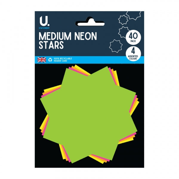 Medium Neon Stars 40pk