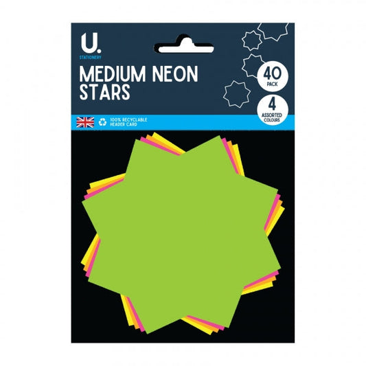 Medium Neon Stars 40pk