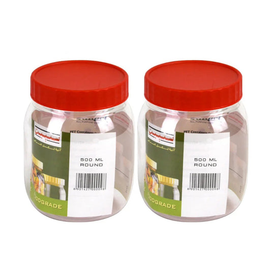 Plastic Food Storage Jars Containers 500ml 2pk