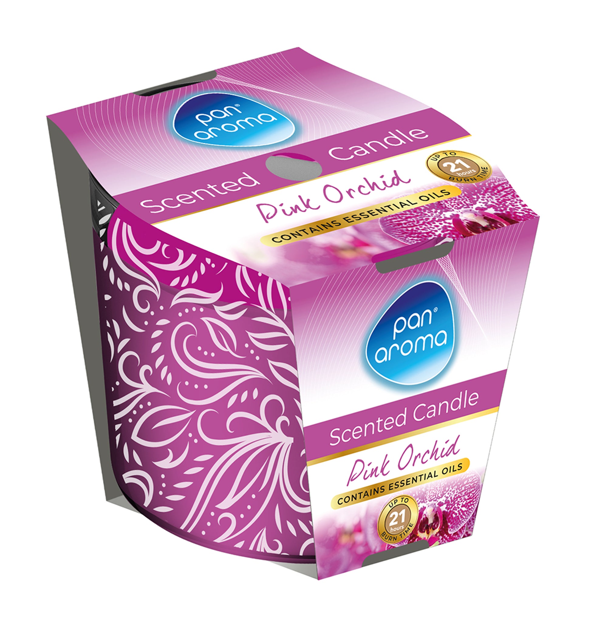 Printed Glass Candle – Pink Orchid