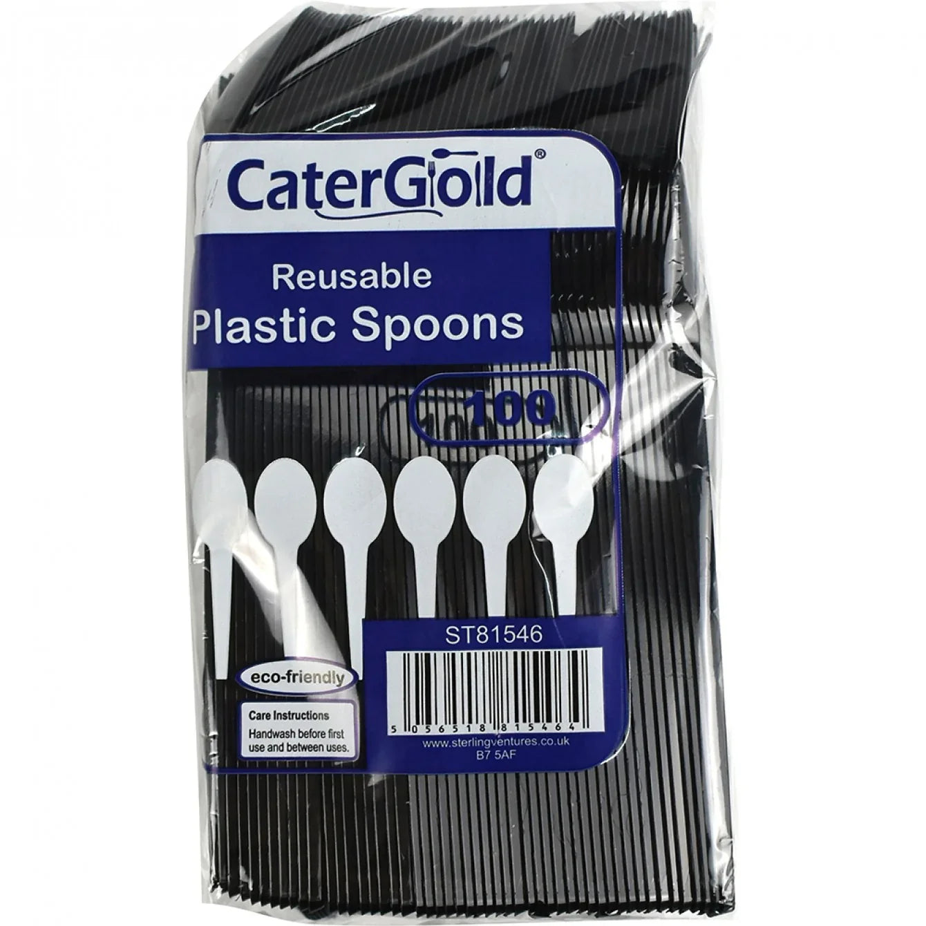 Black Reusable Plastic Spoon 50pk