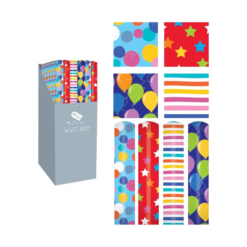 3 Metre Gift-Wrap Brights Designs