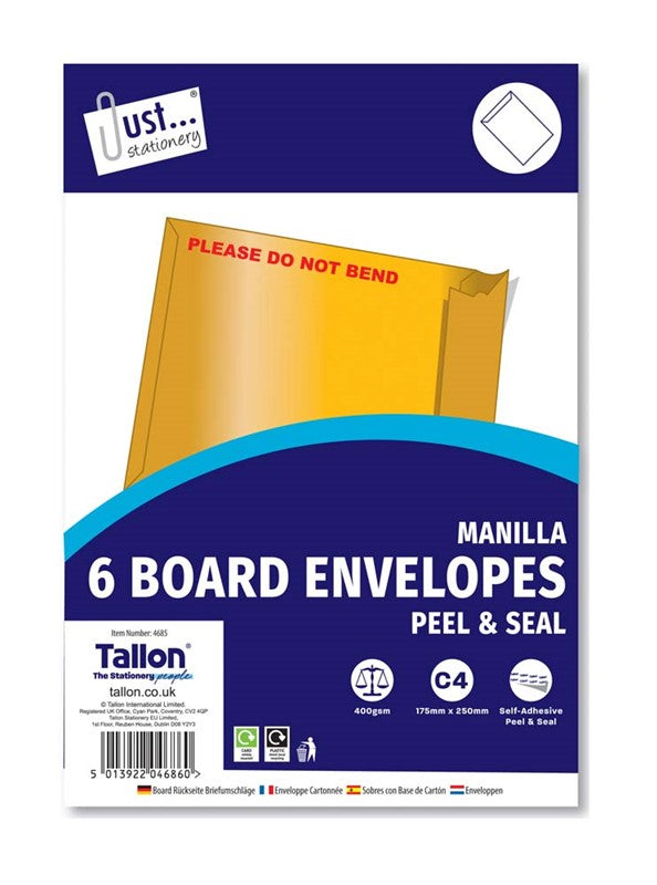 6 Board Envelopes 175 x 250mm