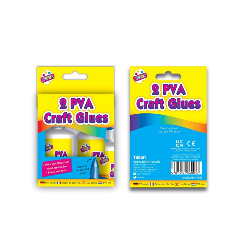 Artbox 2 x 40ml White PVA Glue Bottles