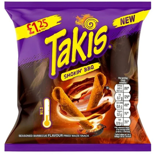 Takis Smokin BBQ Corn Snack 55g – Crunchy BBQ Flavour Crisps