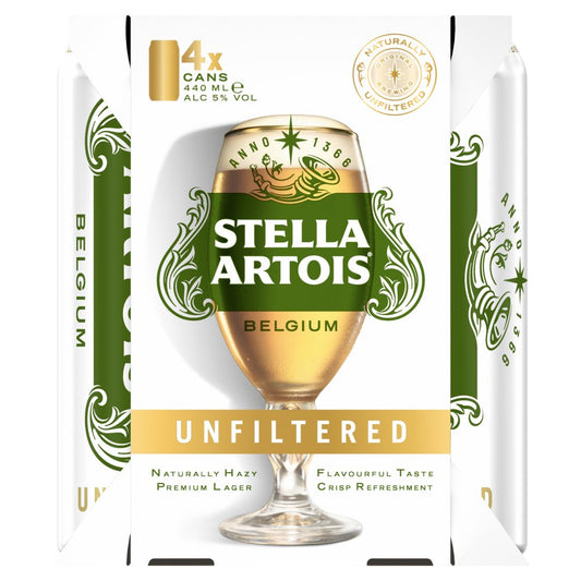Stella Artois Unfiltered Premium Lager Beer Cans 440ml