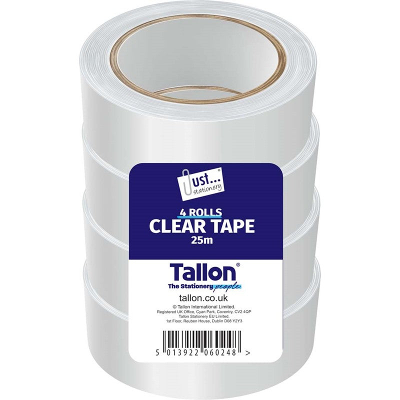 Just Stationery 4 x 25m Clear Tape